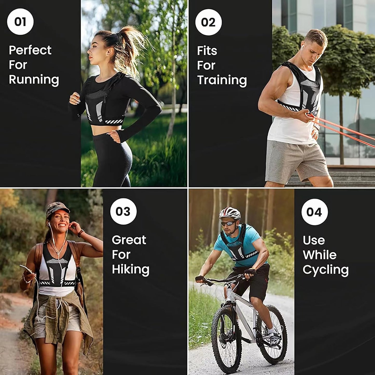 Man wearing black jogging vest with included headband for active training