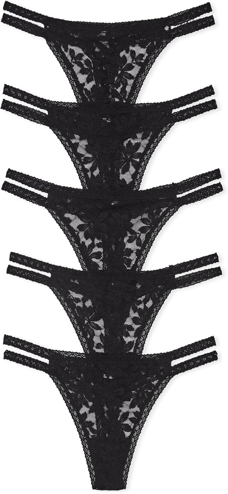 Multi pack selection of lace thongs in various prints