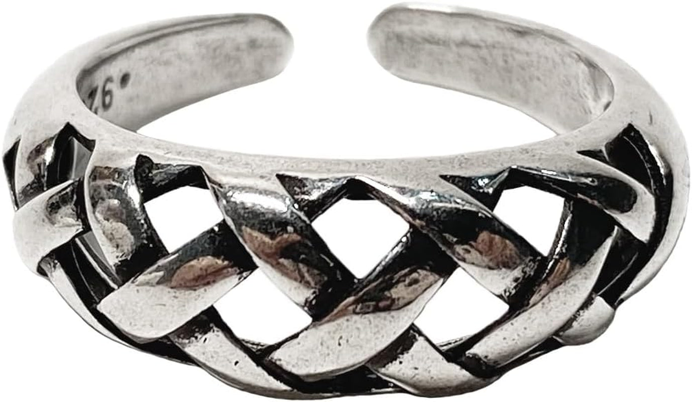 Handmade Vintage 925 Sterling Silver Wide Band Rings for Women/Men,Adjustable Thumb Finger Ring