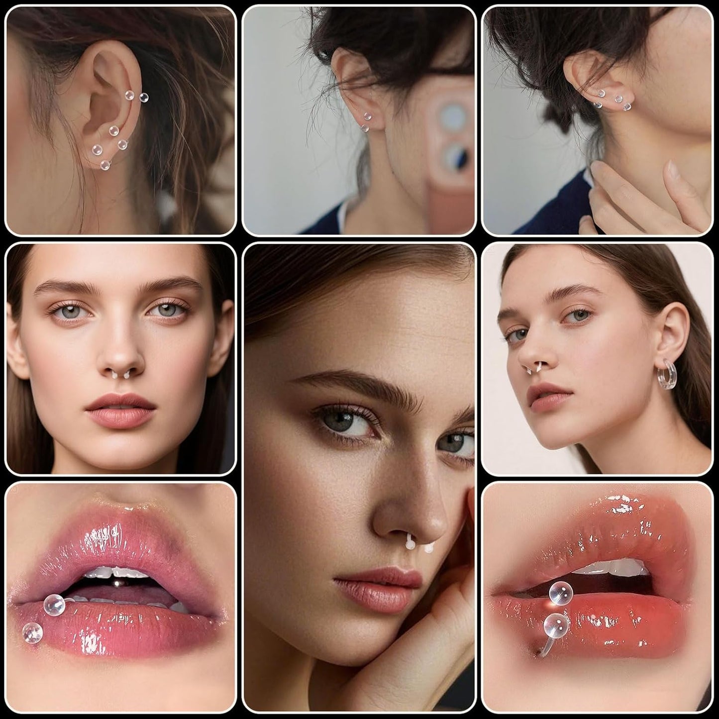 Horseshoe Nose Ring Hypoallergenic Septum Rings, Body Clear Piercing Retainer for Women and Men,16G Septum Nose Rings for Women,Smiley Piercing Jewelry