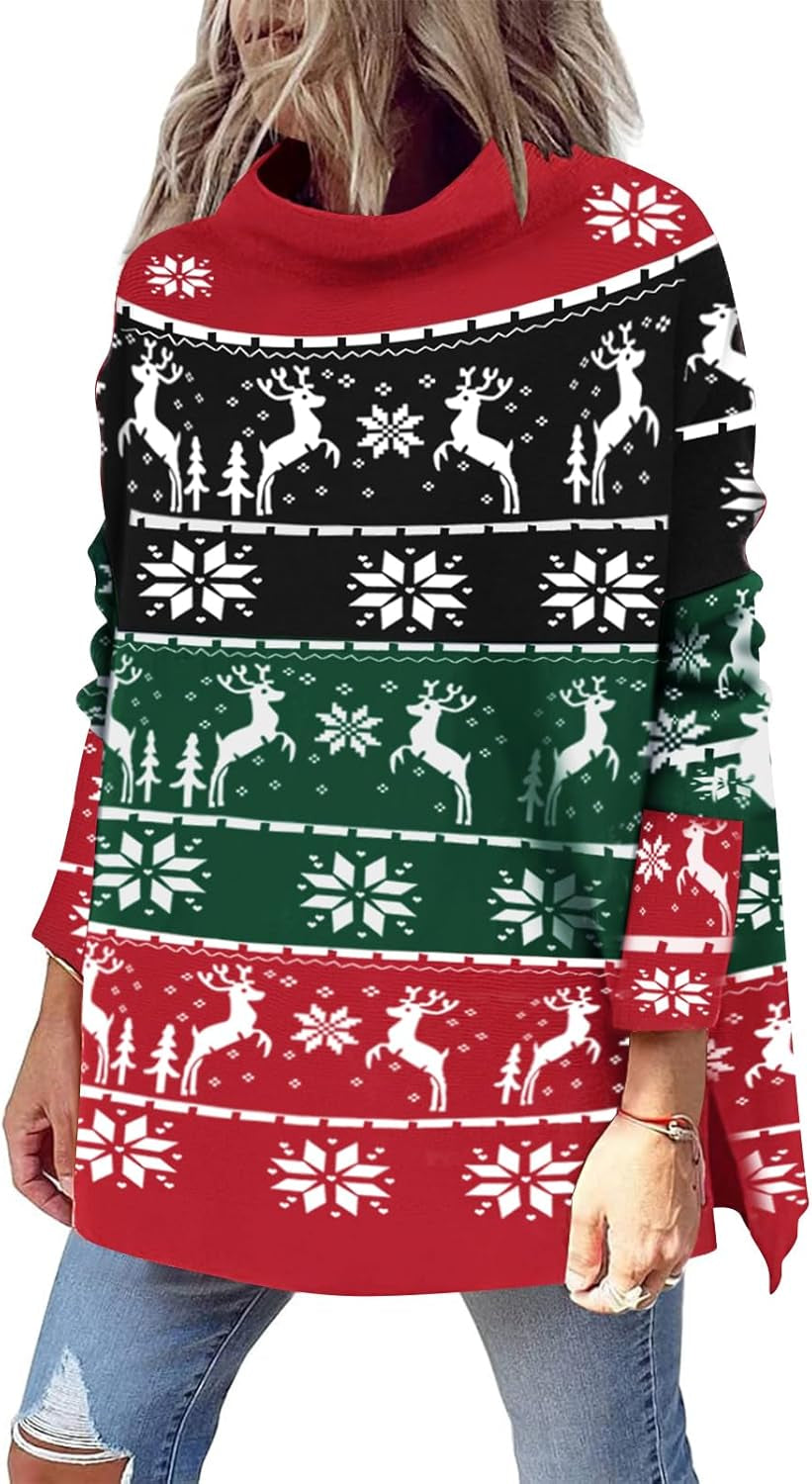 LILLUSORY Women'S Mock Turtleneck Sweater Oversized Long Sleeve Casual Knit Pullover Tunic Tops Wear with Leggings