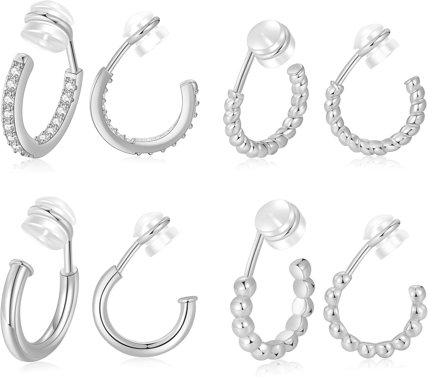 PLOMFOV Clip on Hoop Earrings for Women 14K Gold Plated Non Pierced Earrings Clip on Hoops Small No Piercing Fake Hoop Earrings 14Mm