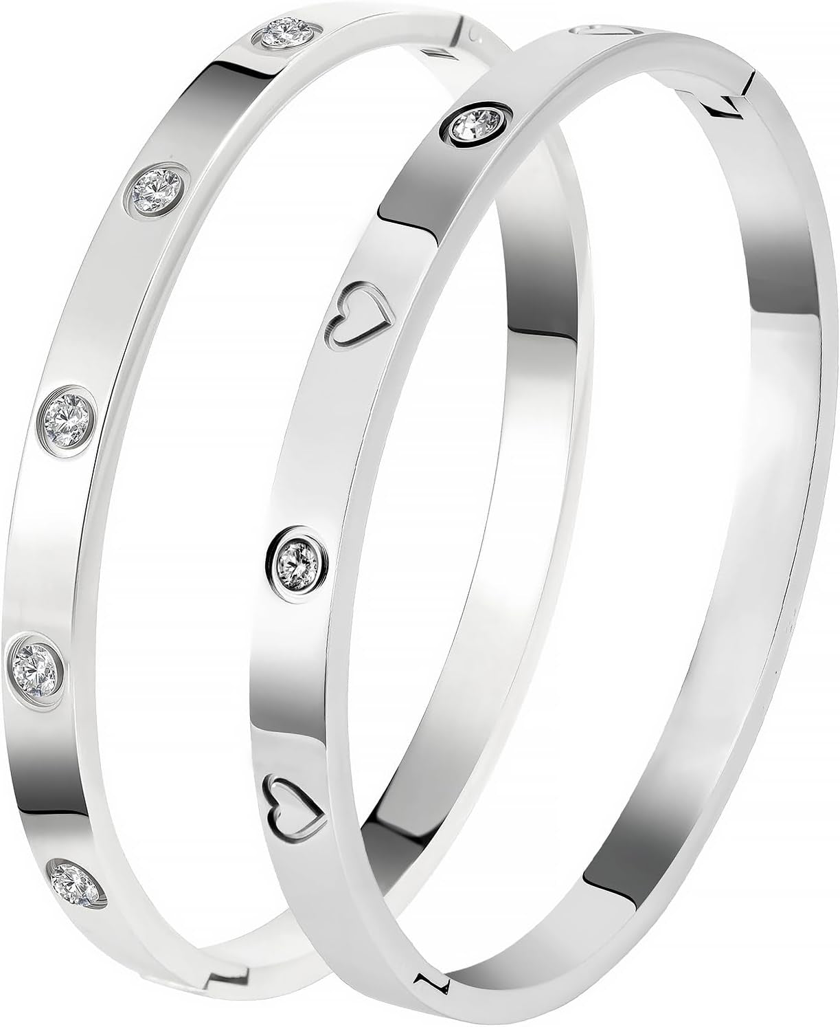 Silver Bangles for Women - Stainless Steel Love & Friendship Bracelet Set with Gift Box | Daily Wear & Party Jewelry