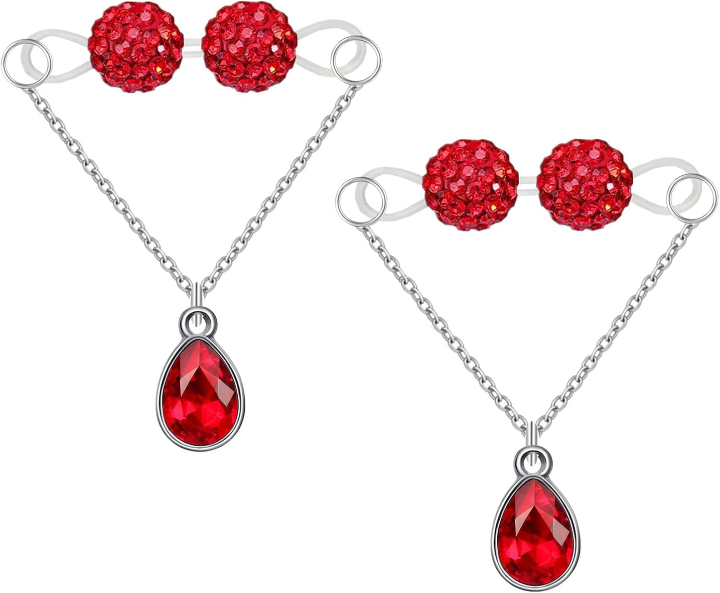 Non-Piercing Nipple Barbells Faux Nipple Rings Adjustable Crystal Fake Nipple Chain Jewelry