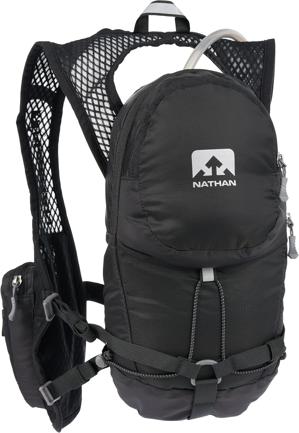 Back view showing comfortable weight distribution of running backpack