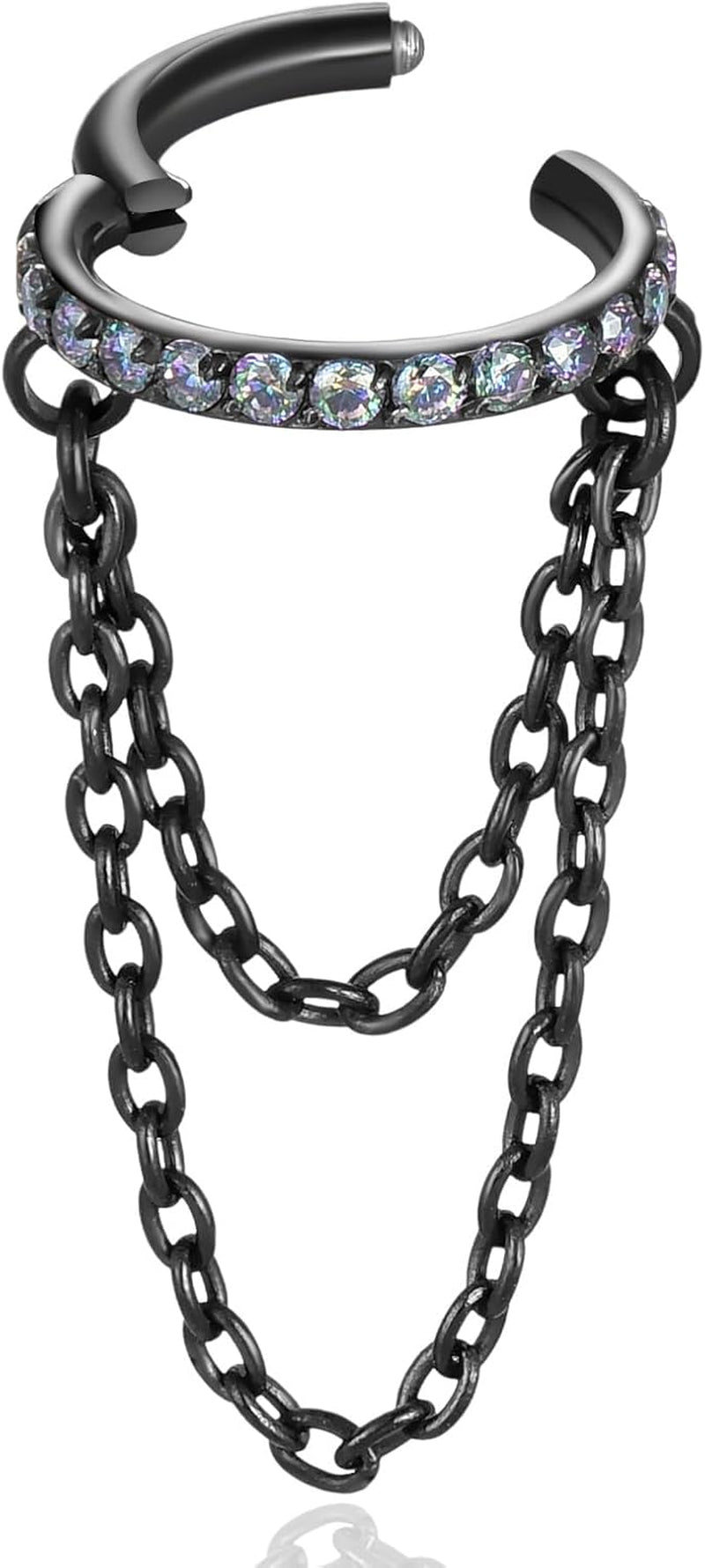 16G Titanium Cartilage Earrings Hoop 7Mm 9Mm Helix Piercing Jewelry with Single/Double/Triple Chains Hypoallergenic Hinged Clicker