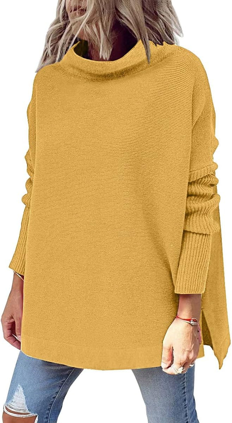LILLUSORY Women'S Mock Turtleneck Sweater Oversized Long Sleeve Casual Knit Pullover Tunic Tops Wear with Leggings