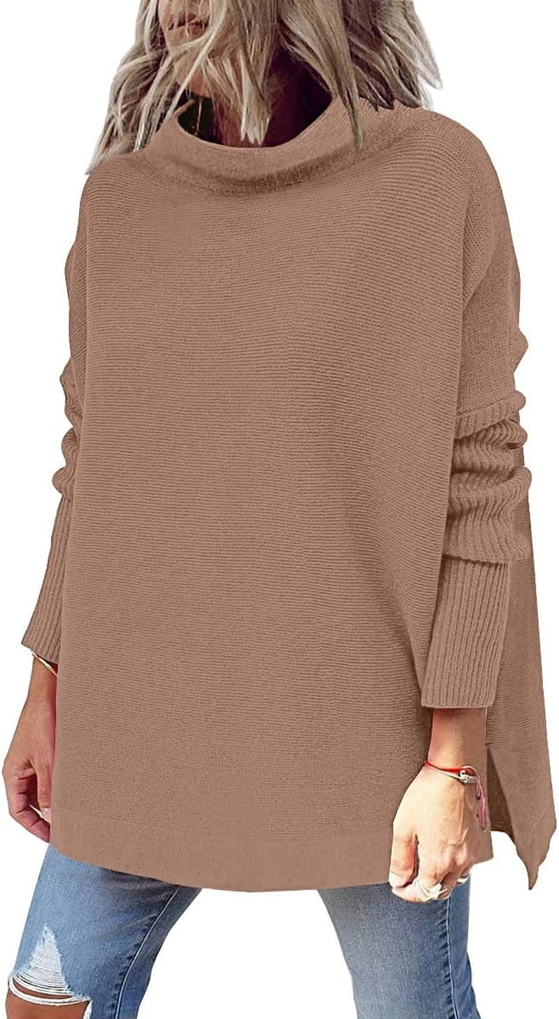 LILLUSORY Women'S Mock Turtleneck Sweater Oversized Long Sleeve Casual Knit Pullover Tunic Tops Wear with Leggings