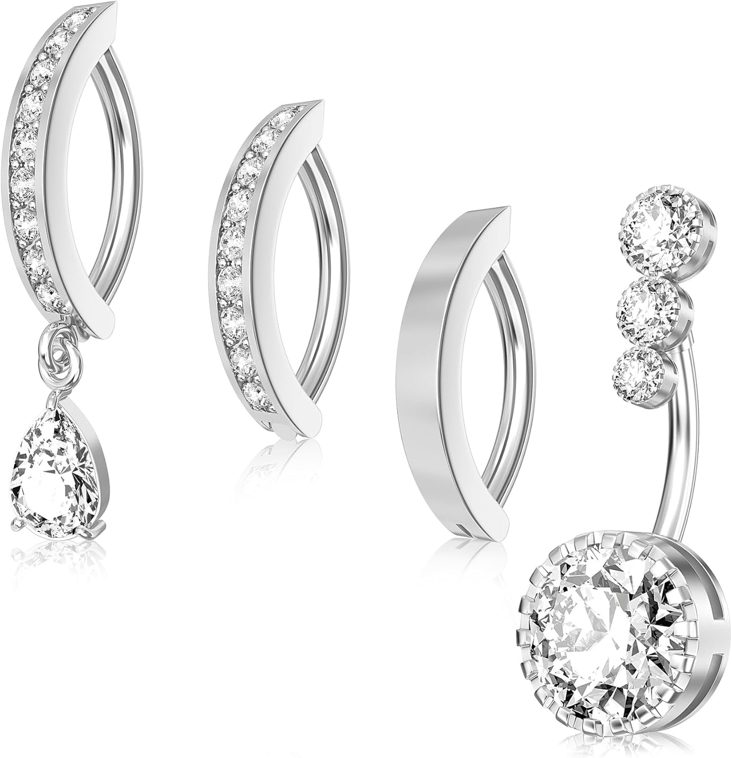 14G Clicker Belly Button Ring, Dangle Belly Button Rings, Surgical Stainless Steel CZ Cute Navel Body Piercing Jewelry for Women, Gold/Silver/Pink