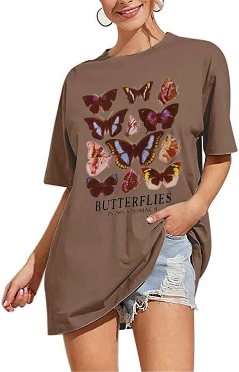 Meladyan Women’S Oversize Graphic Printed Loose Tee Short Sleeve round Neck Loose Tee Shirts Tops
