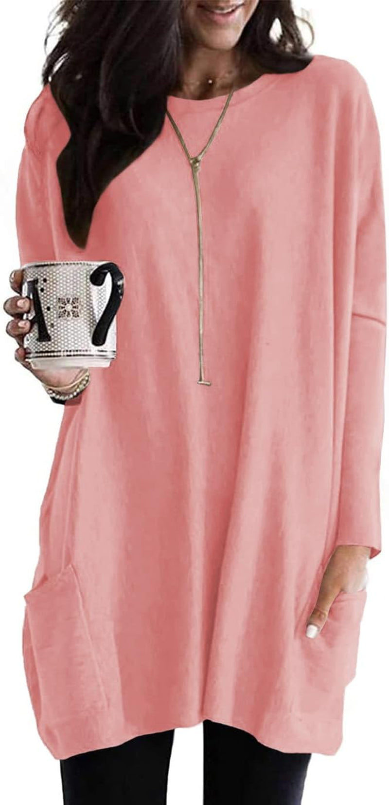 Naggoo Womens Long Sleeve Tunic Tops for Leggings with Pockets Fall Fashion 2025 Casual Long T Shirts