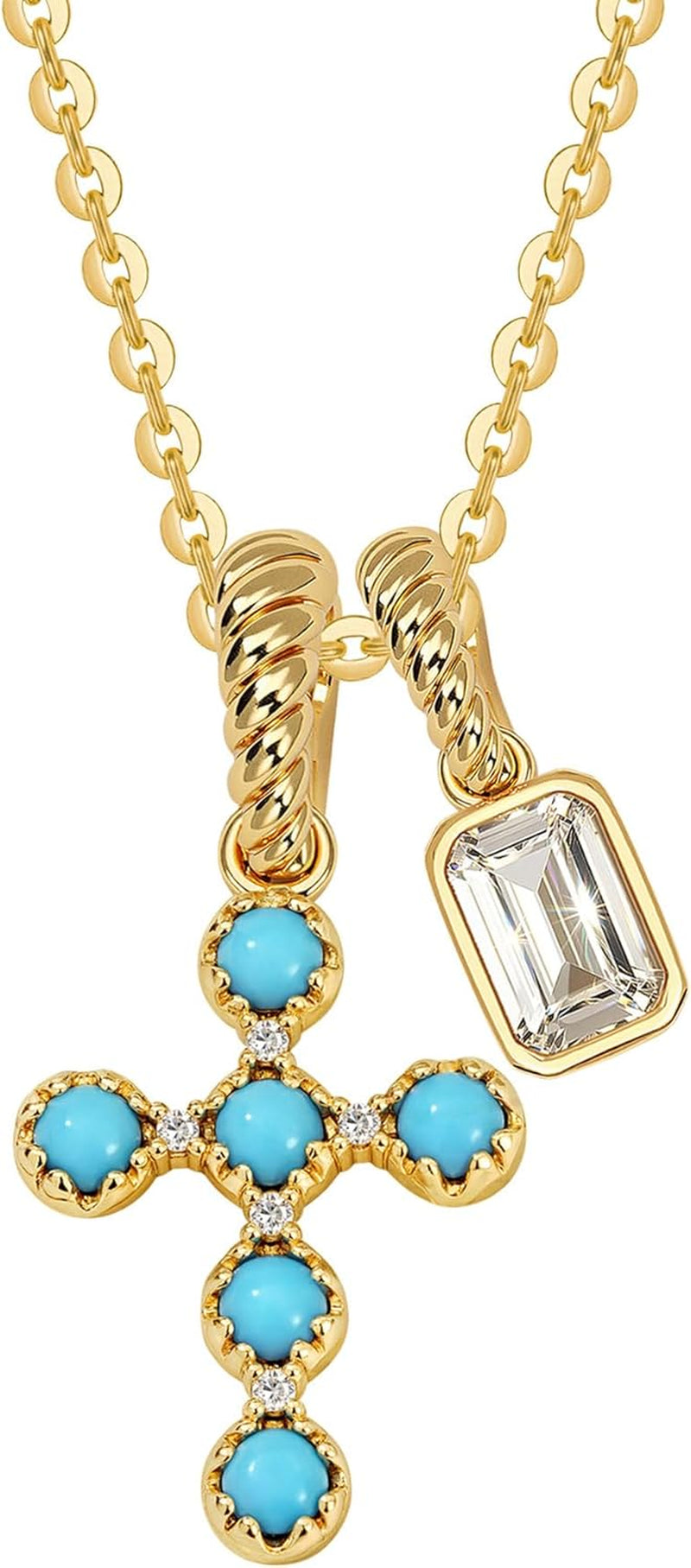 Fettero Gold Cross Necklace for Women - Double Pendant Necklace Dainty 14K Gold Plated Removable Cross Necklace Cute Simple CZ Diamond Necklaces for Women Trendy Faith Gold Jewelry Gift