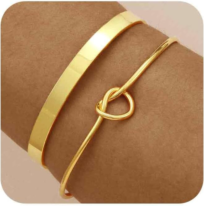 Gold Bracelets for Women 14K Gold Bangle Bracelet Stack - Adjustable Waterproof Trendy Bracelets Gold Filled Stacks Bangles Link Chain Gold Bracelet Non Tarnish for Women Jewelry Gifts