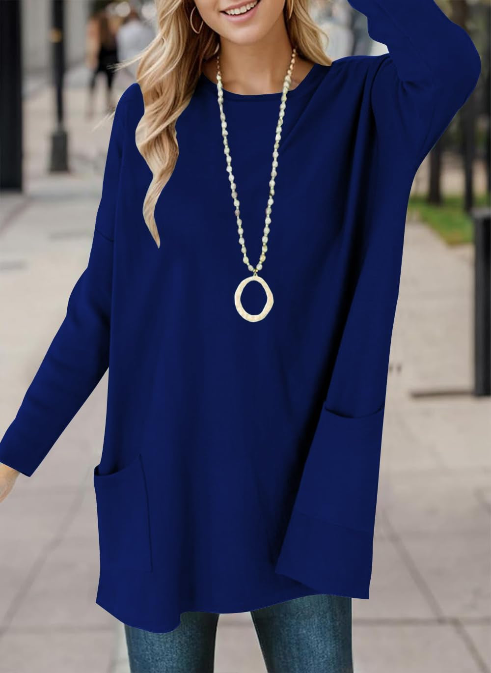 Naggoo Womens Long Sleeve Tunic Tops for Leggings with Pockets Fall Fashion 2025 Casual Long T Shirts