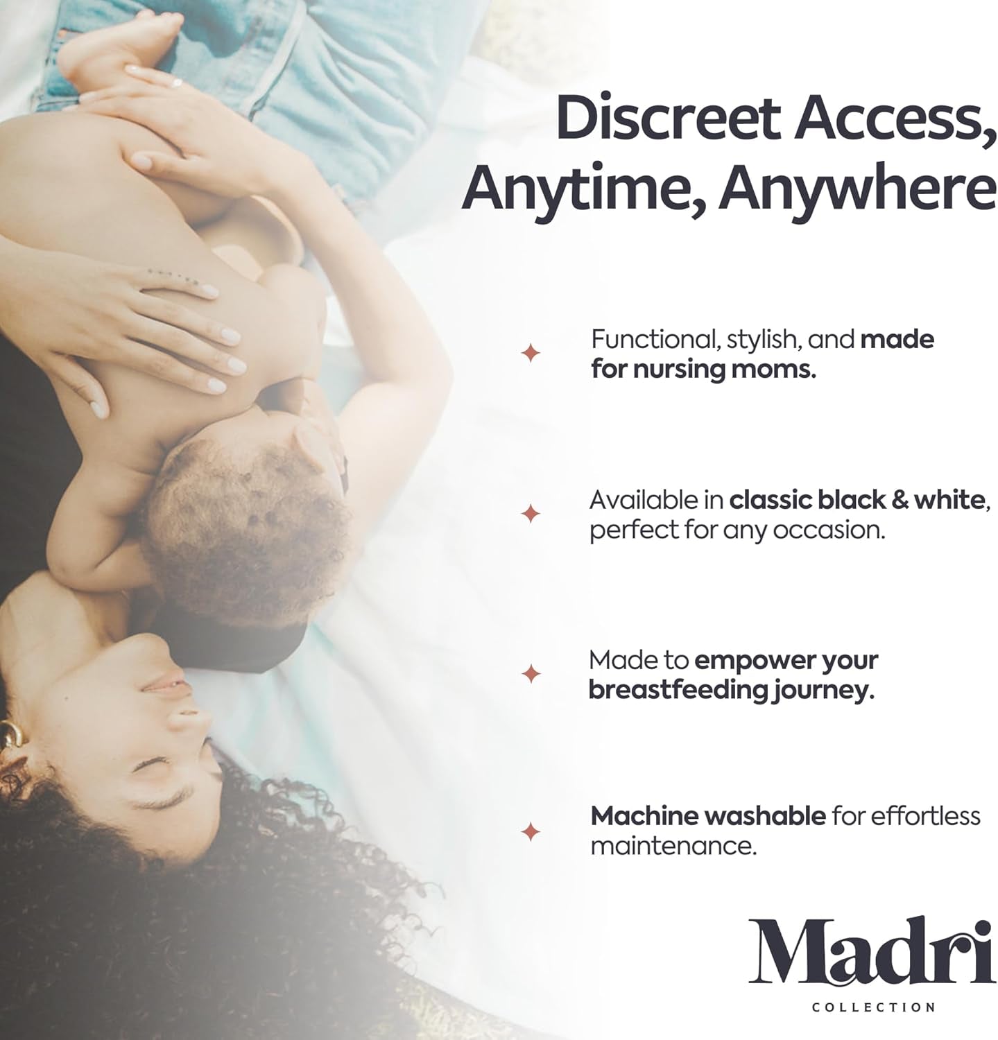 Nursing Blouse Crossover Top – Breastfeeding Tunic Top for Moms | Black or White