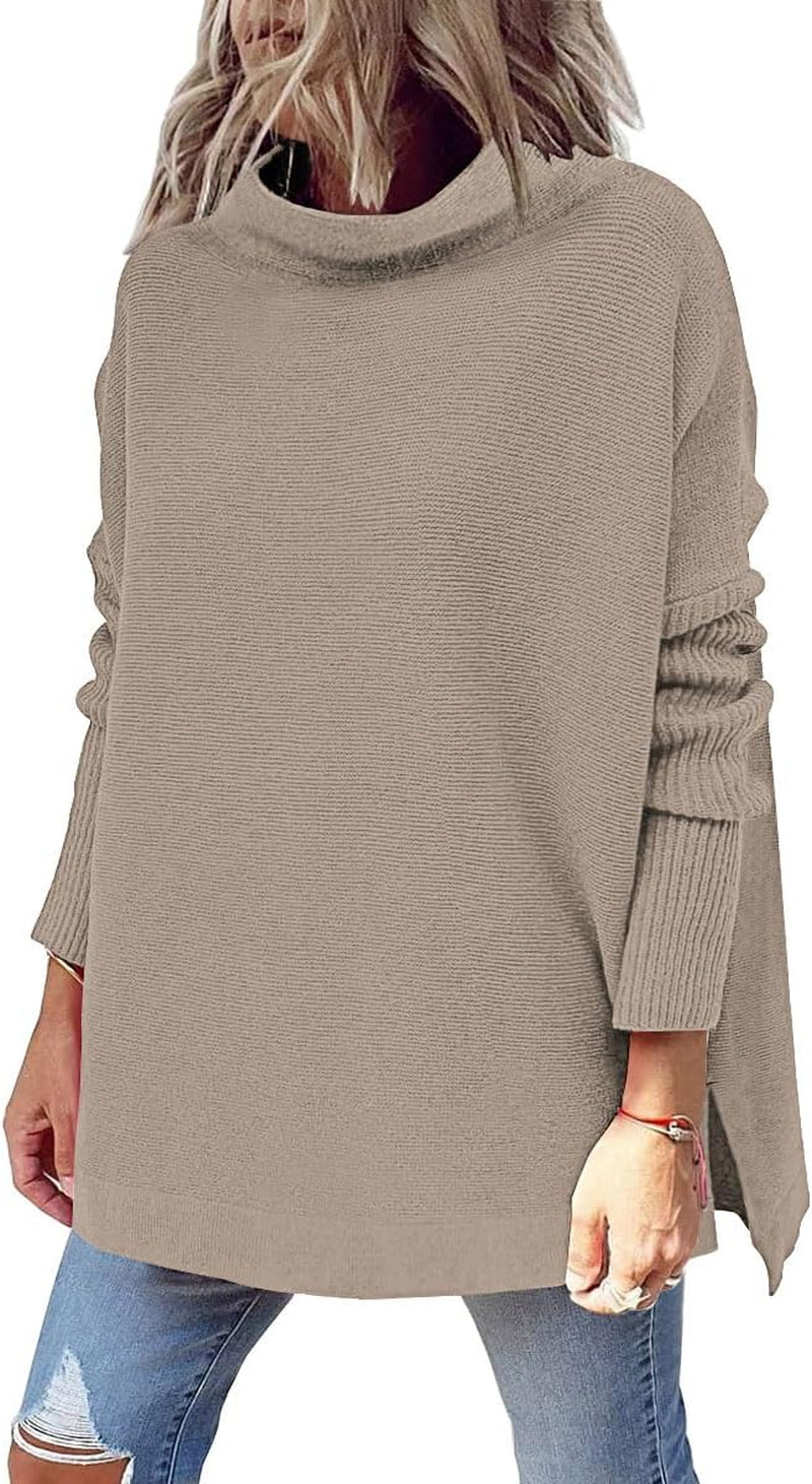 LILLUSORY Women'S Mock Turtleneck Sweater Oversized Long Sleeve Casual Knit Pullover Tunic Tops Wear with Leggings
