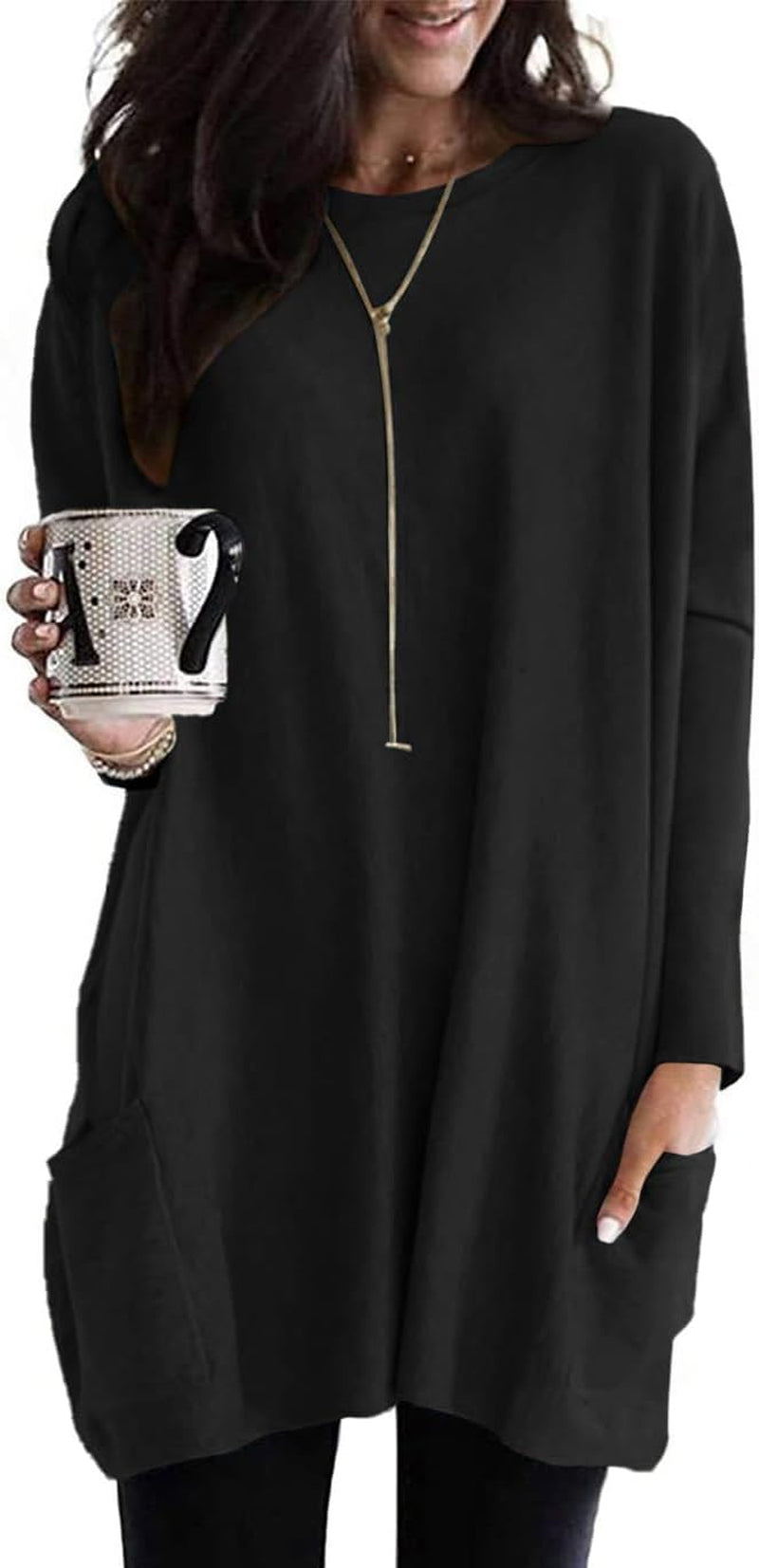 Naggoo Womens Long Sleeve Tunic Tops for Leggings with Pockets Fall Fashion 2025 Casual Long T Shirts