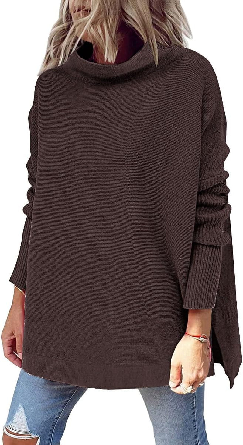 LILLUSORY Women'S Mock Turtleneck Sweater Oversized Long Sleeve Casual Knit Pullover Tunic Tops Wear with Leggings
