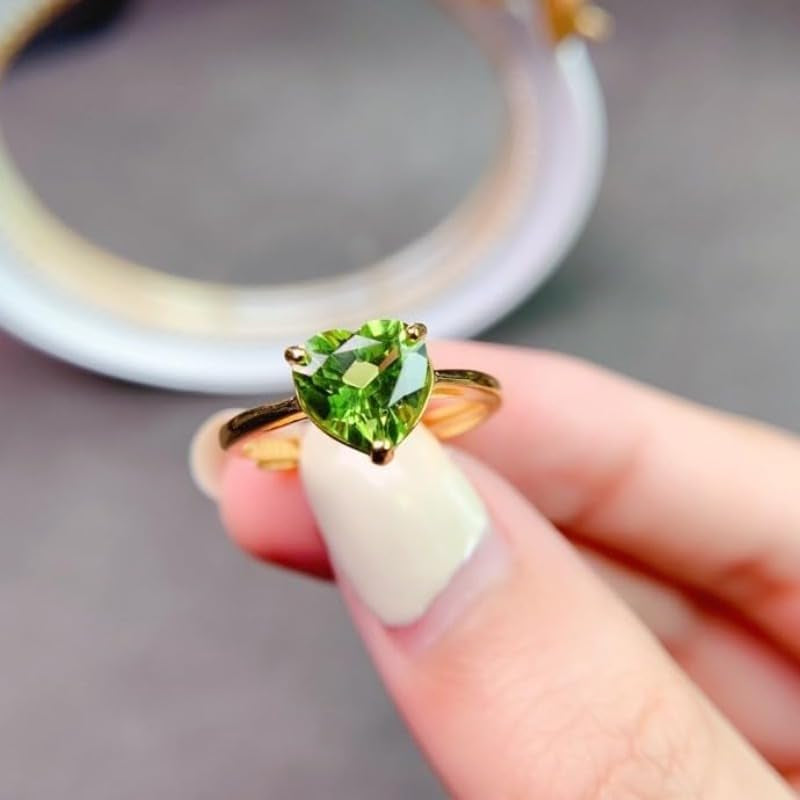 Peridot heart ring in gift box packaging for women