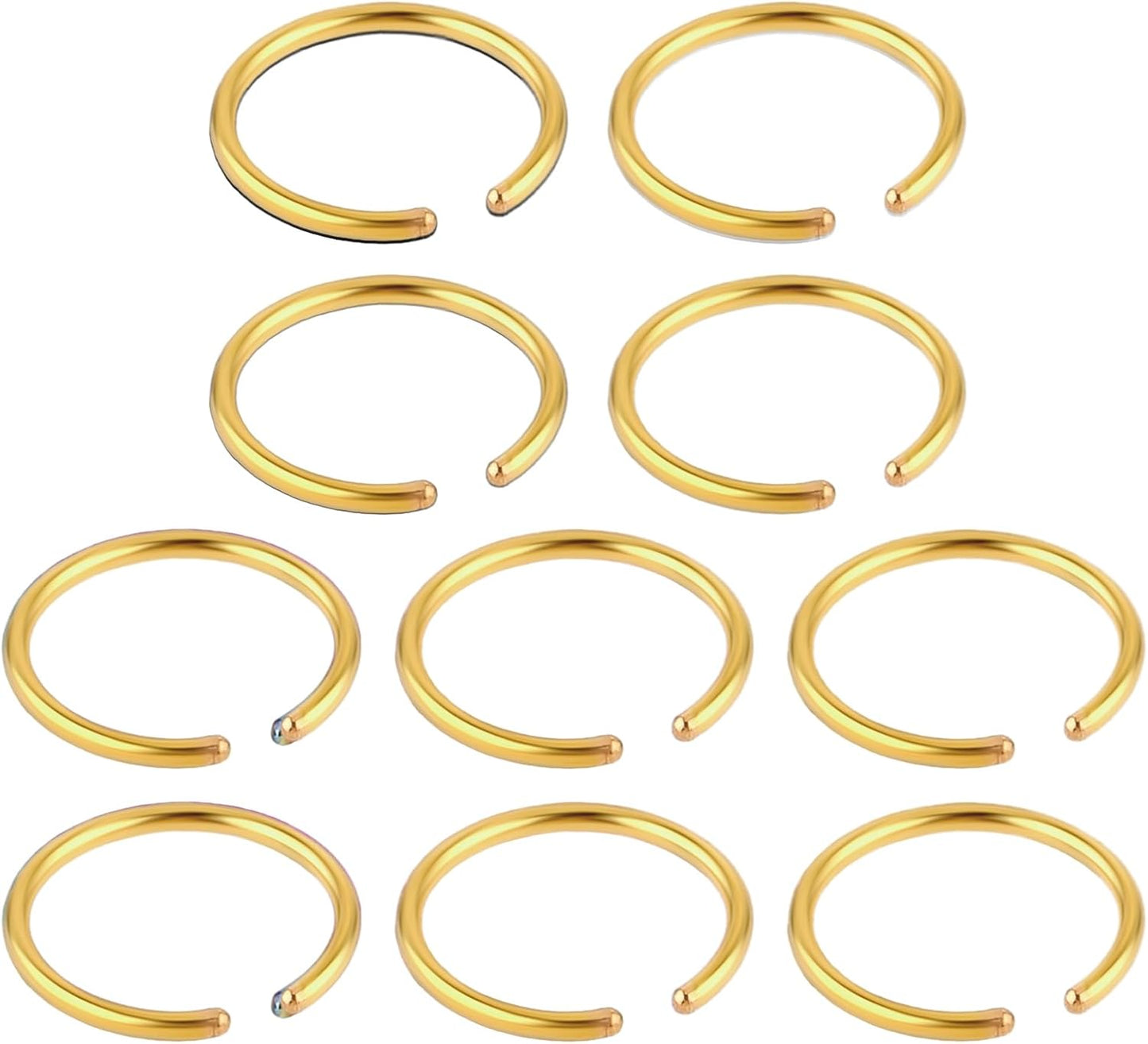 10Pcs Fake Nose Ring Hoop, Stainless Steel Nose Piercings, Fake Septum Ring Non Pierced Lip Rings Jewelry for Women Men