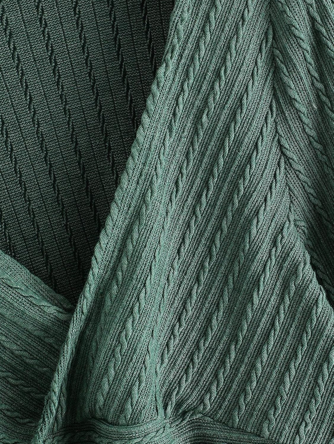 ZAFUL Women'S Pullover Ribbed Cropped Knitwear Drawstring Ruched Knitted Crop Top Solid V-Neck Long Sleeve T-Shirt