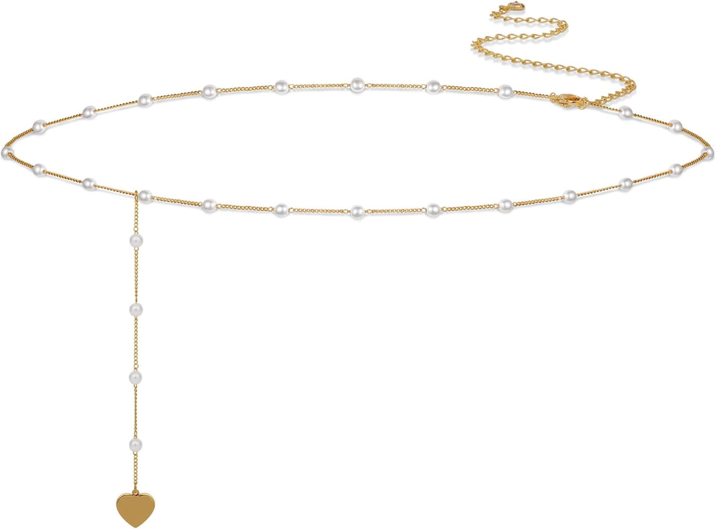 2PCS 18K Gold Plated Waist Chain Satellite Body Chain Layered Rope Waist Chains Sexy Bikini Beach Waist Chain for Women Waterproof Adjustable 26.5-33Inch