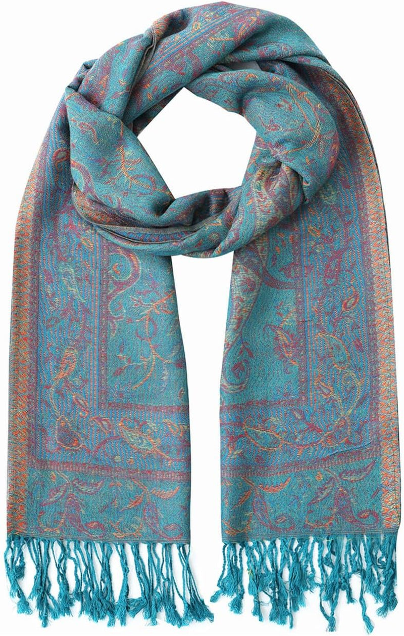 Umjetnost Womens Soft Silky Pashmina Rave Scarf Paisley Pattern Pashmina Shawl Wrap with Fringes