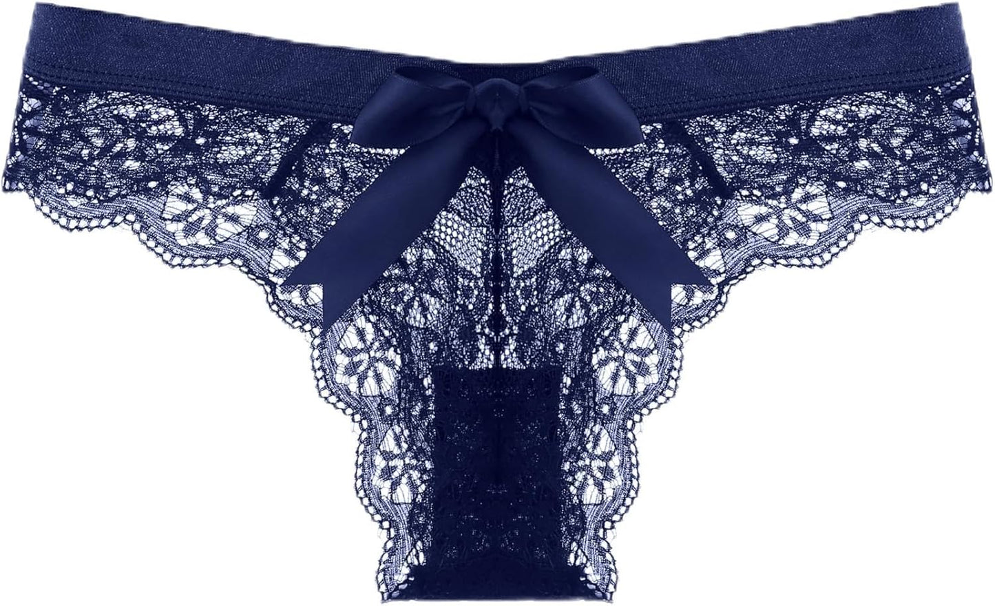 Women's dressy thong panties with decorative lace trim