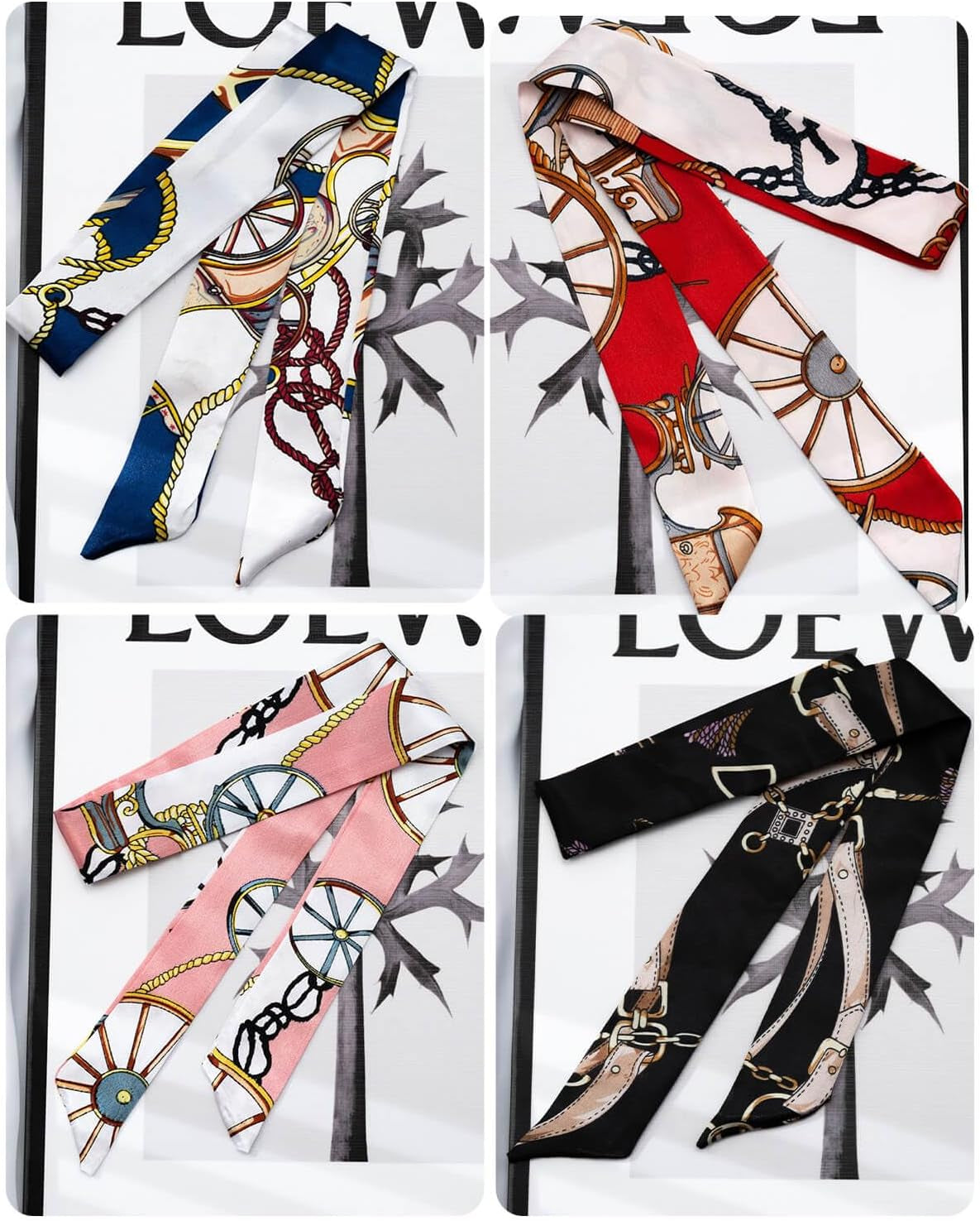 6 Pack Scarf Bags for Women - Narrow Scarf Hair & Neck Scarves - Fashion Gifts