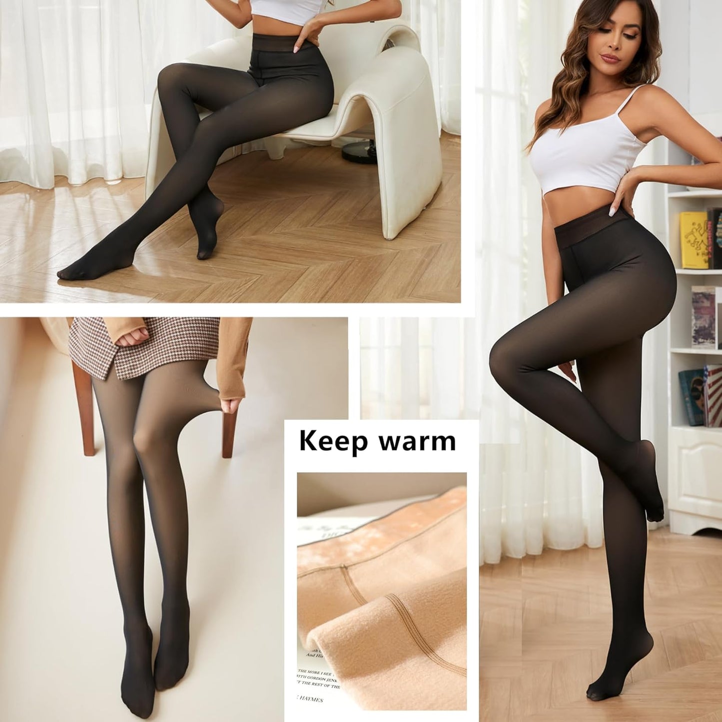 Thermal fleece lined tights cozy warm winter shear legging