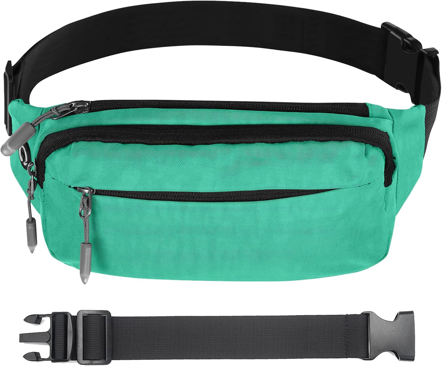 USHAKE Fanny Pack Waist Packs with Extender for Men Women, Waist Pouch Bag Hip Pack with 3-Zipper Pockets Adjustable Straps for Casual Travel Hiking Running Outdoor Sports