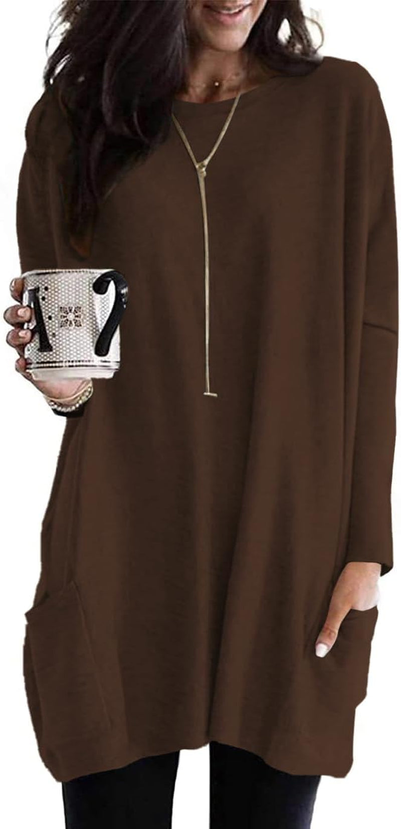 Naggoo Womens Long Sleeve Tunic Tops for Leggings with Pockets Fall Fashion 2025 Casual Long T Shirts