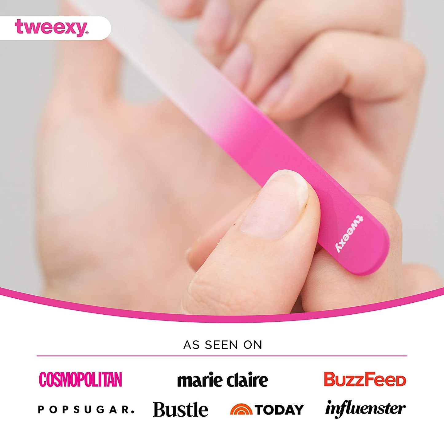 Tweexy Genuine Czech Crystal Glass Nail File (2 Pack) with Protective Case and Vinyl Sleeve, Manicure and Pedicure Tool, Nail Care Accessories (Light Pink) Health & Beauty > Personal Care > Cosmetics > Cosmetic Tools > Nail Tools tweexy