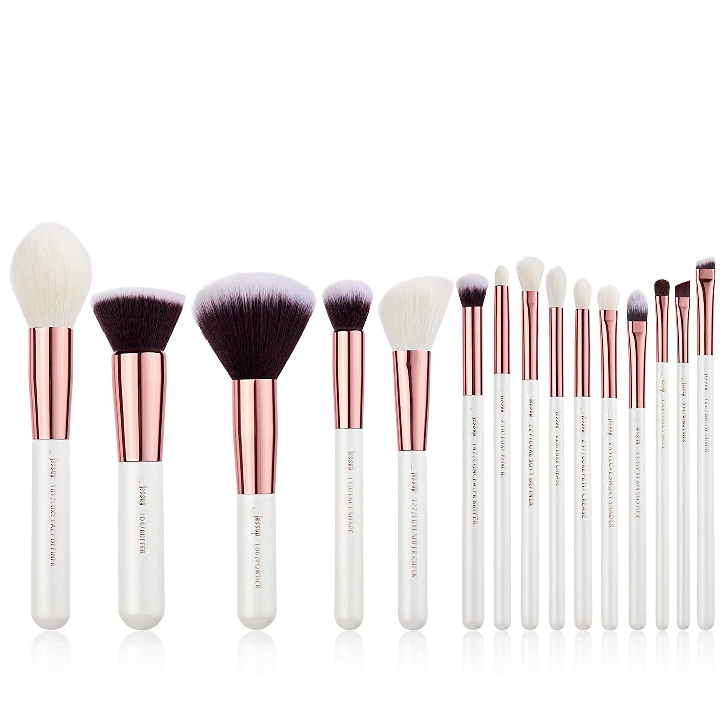 Jessup 15Pcs Makeup Brushes Make up Tool Kit Beauty Professional Eyeshadow Power Lipstick Blending Cheeck Cosmetic Brushes Set Zinfandel T283 Health & Beauty > Personal Care > Cosmetics > Cosmetic Tools > Makeup Tools Jessup Pearl White/Rose Gold