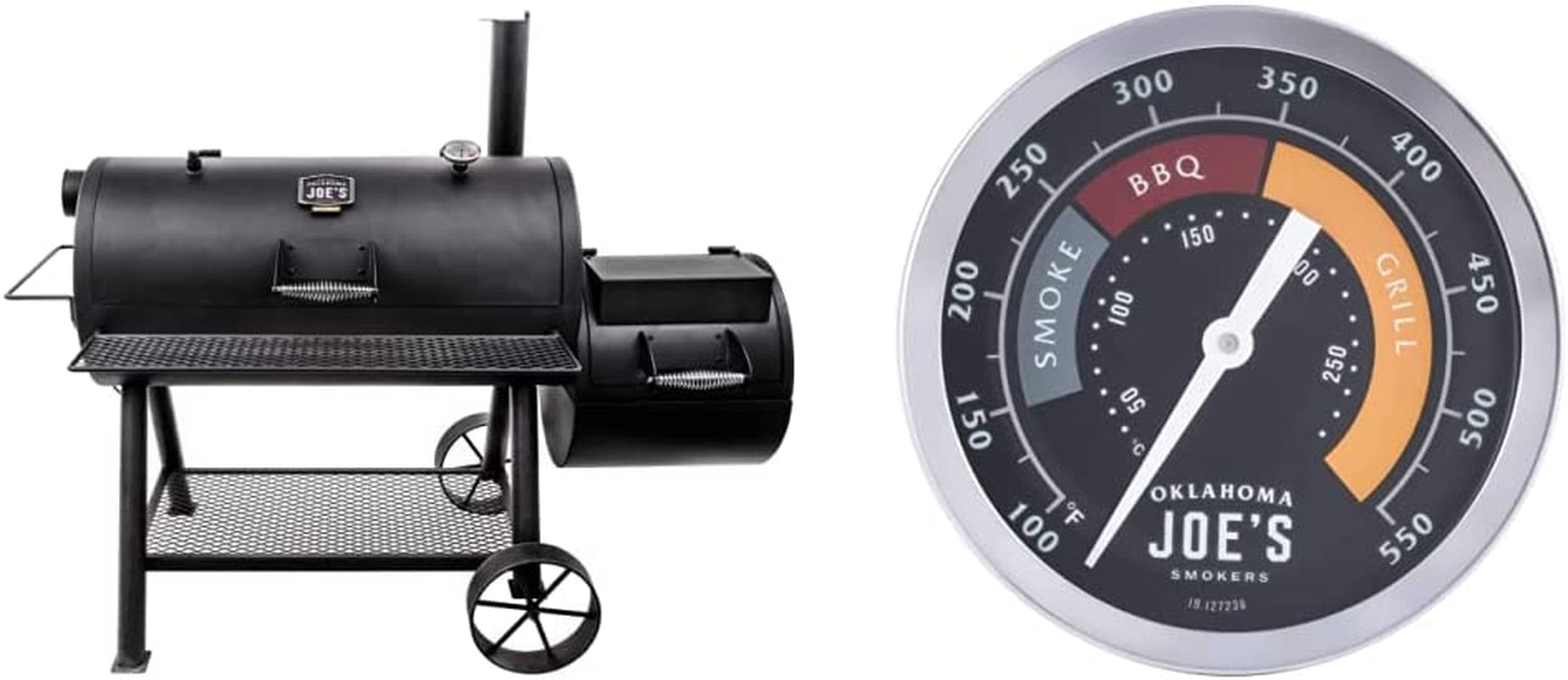 Oklahoma Joe'S Longhorn Reverse Flow Smoker, Black Apparel & Accessories > Jewelry > Body Jewelry Oklahoma Joe's Smoker + Gauge, Silver