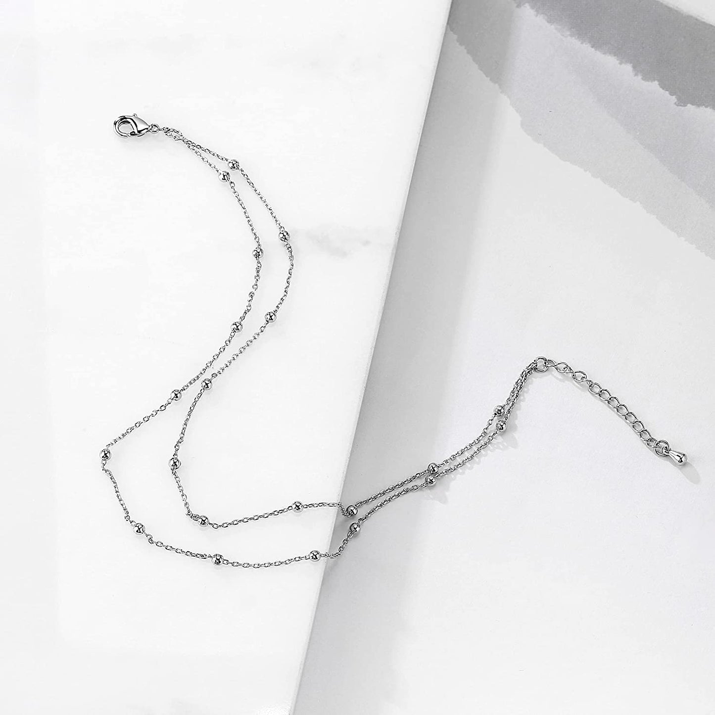 Pencros Dainty Layered Anklet,14K Gold Filled Cute Beads Satellite Chain Heart Boho Adjustable Anklets for Women Teen Girls Apparel & Accessories > Jewelry > Anklets Pencros