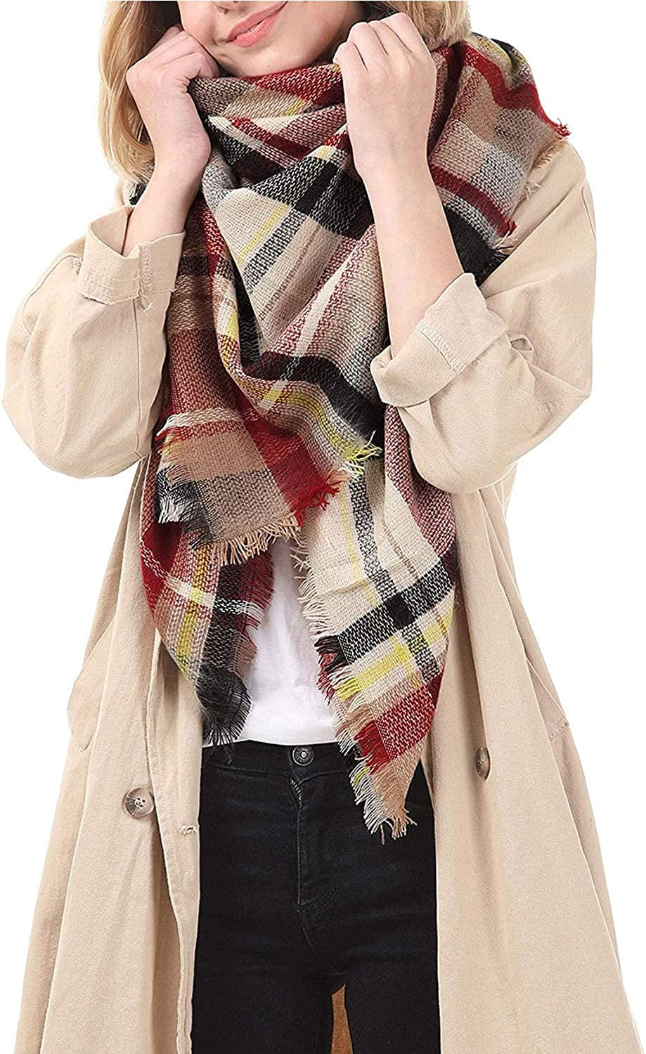 Century Star Women'S Fall Winter Scarf Classic Tassel Plaid Scarf Warm Tartan Wrap Shawl Apparel & Accessories > Clothing Accessories > Scarves & Shawls Century Star