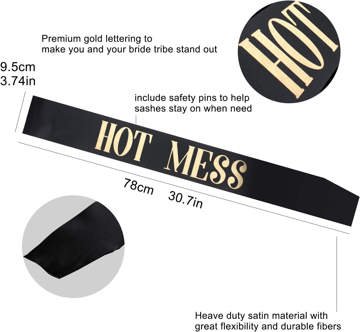 Snsowed 12 Pack- Bachelorette Party Bride to Be Sash- Unique Bride Bridesmaid Sashes for Bachelorette Party (Black, Rose Gold Letters) Apparel & Accessories > Clothing Accessories > Sashes Snsowed