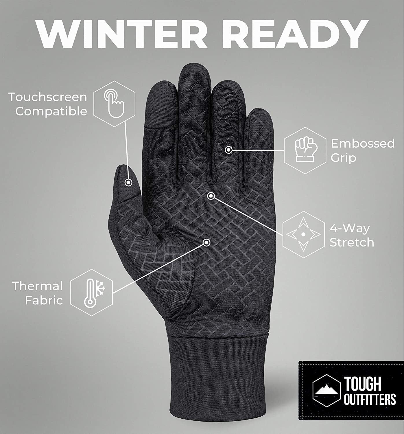 Running Gloves with Touch Screen - Winter Glove Liners for Texting, Cycling - Thin & Lightweight Cold Weather Thermal Gloves Apparel & Accessories > Clothing Accessories > Gloves & Mittens Tough Outdoors