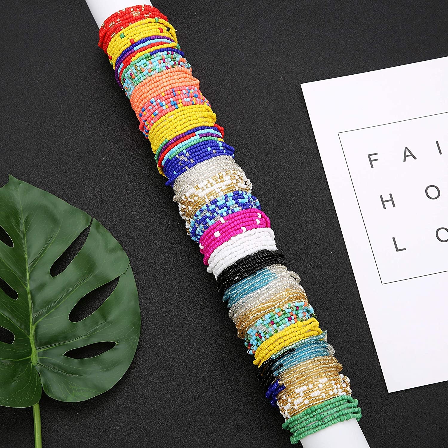 Honsny 24 Pcs Waist Beads for Women, Waist Chains Women Body Chain, Belly Beads Elastic Chain Colorful African Waist Beads plus Size for Loss Beach Bikini Jewelry for Woman Girl Apparel & Accessories > Jewelry > Body Jewelry Honsny