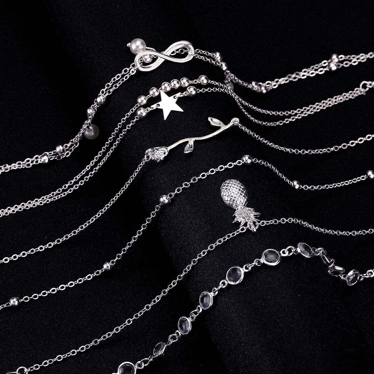 FUNEIA 12/16Pcs Anklets for Women Silver Gold Ankle Bracelets Set Boho Layered Beach Adjustable Chain Anklet Foot Jewelry Apparel & Accessories > Jewelry > Anklets Anlsen