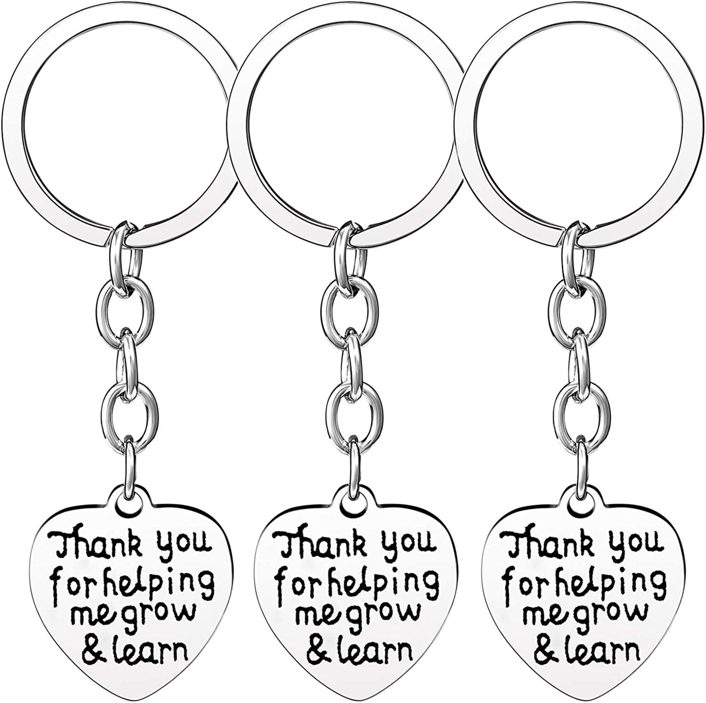 Pack of 3 Teacher Bangles Gifts for Teacher Open School Gifts for Teachers Thank You Bangle Bracelets Apparel & Accessories > Jewelry > Bracelets Nzztont 3PCs Keychain Heart Style 20- Thank You For Helping Me Grow & Learn