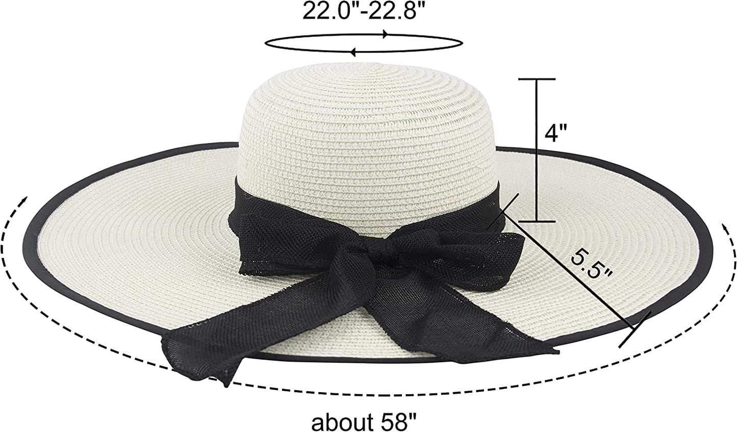 Muryobao Womens Sun Straw Hat Wide Brim UV UPF 50 Summer Hat Foldable Roll up Floppy Beach Cap for Women Apparel & Accessories > Clothing Accessories > Hats Muryobao