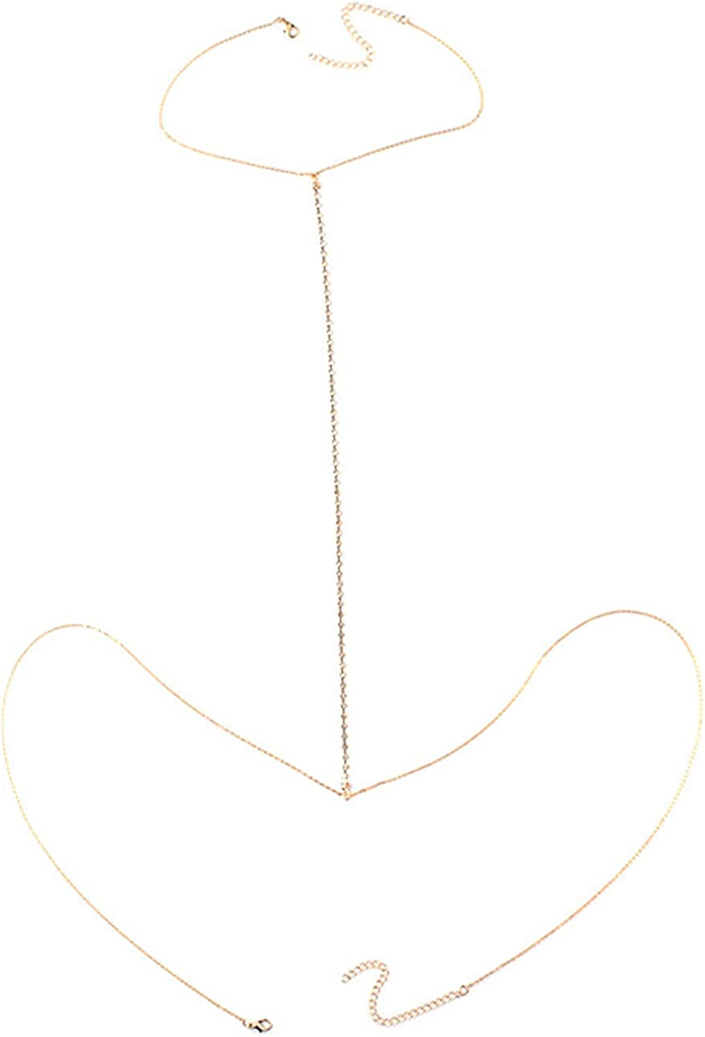 Sexy Rhinestone Bead Tassel Bikini Bra Body Chain for Women Girl Teen Exaggerated 14K Gold Silver Plated Seed Necklace Adjustable Summer Beach Body Jewelry Apparel & Accessories > Jewelry > Body Jewelry Caiyao A gold-1