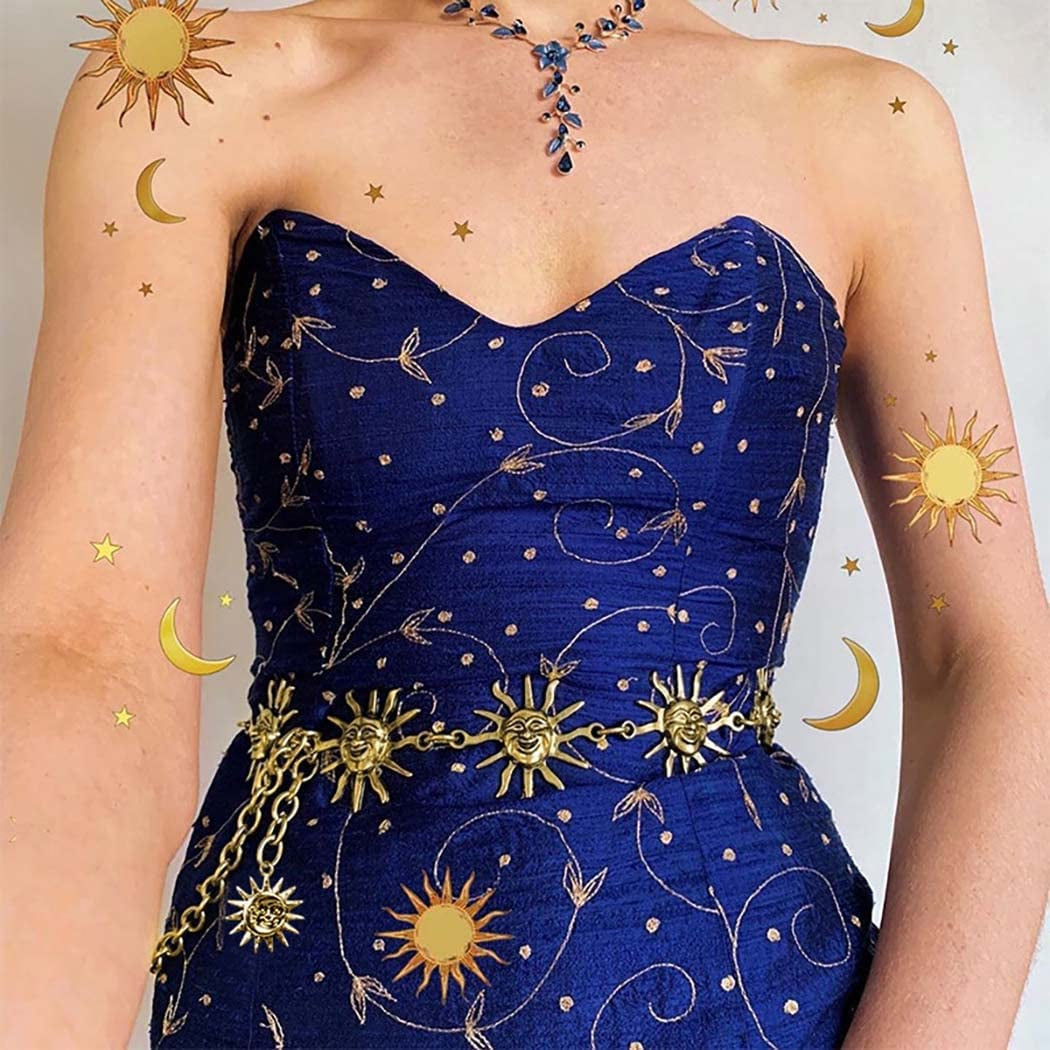 Navoky Moon Star Metal Waist Chain Sun Pendant Belly Belt Body Chains Jewelry Accessories for Women and Girls Apparel & Accessories > Jewelry > Body Jewelry Navoky
