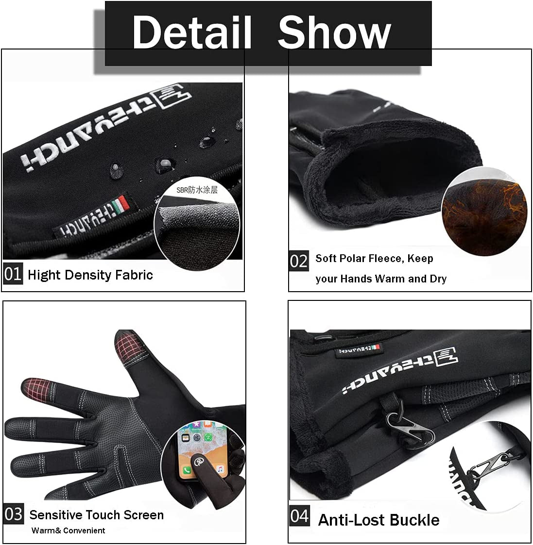 Weitars Winter Warm Gloves for Men Women Touchscreen Waterproof Thermal Snow Gloves for Cycling Hiking Apparel & Accessories > Clothing Accessories > Gloves & Mittens Weitars