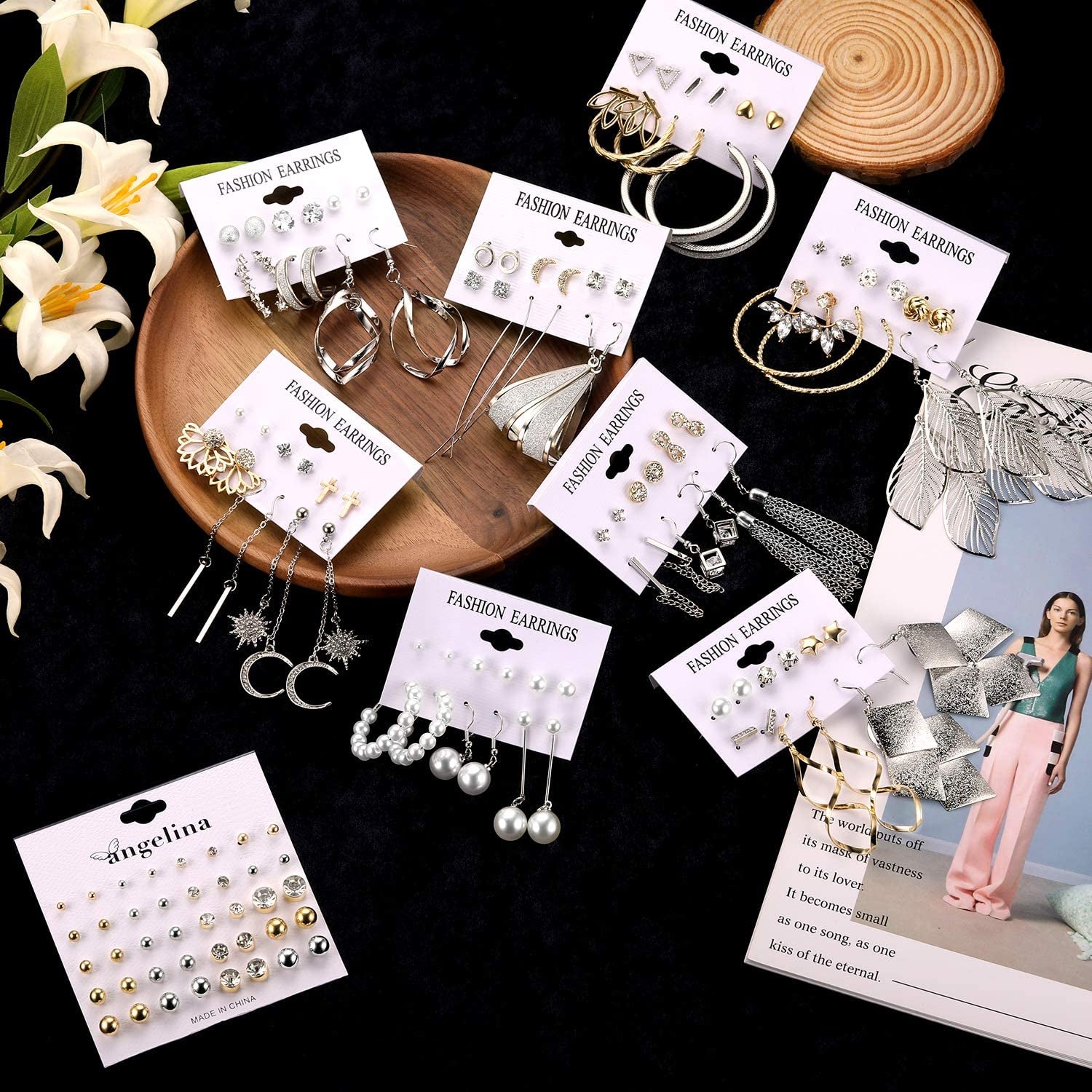 Fashion Earrings for Women Girls, Funtopia 68 Pairs Drop Dangle Earrings, Statement Stud Earrings Pearl Earrings Set for Party Jewelry Gift (Gold and Silver) Apparel & Accessories > Jewelry > Earrings Funtopia