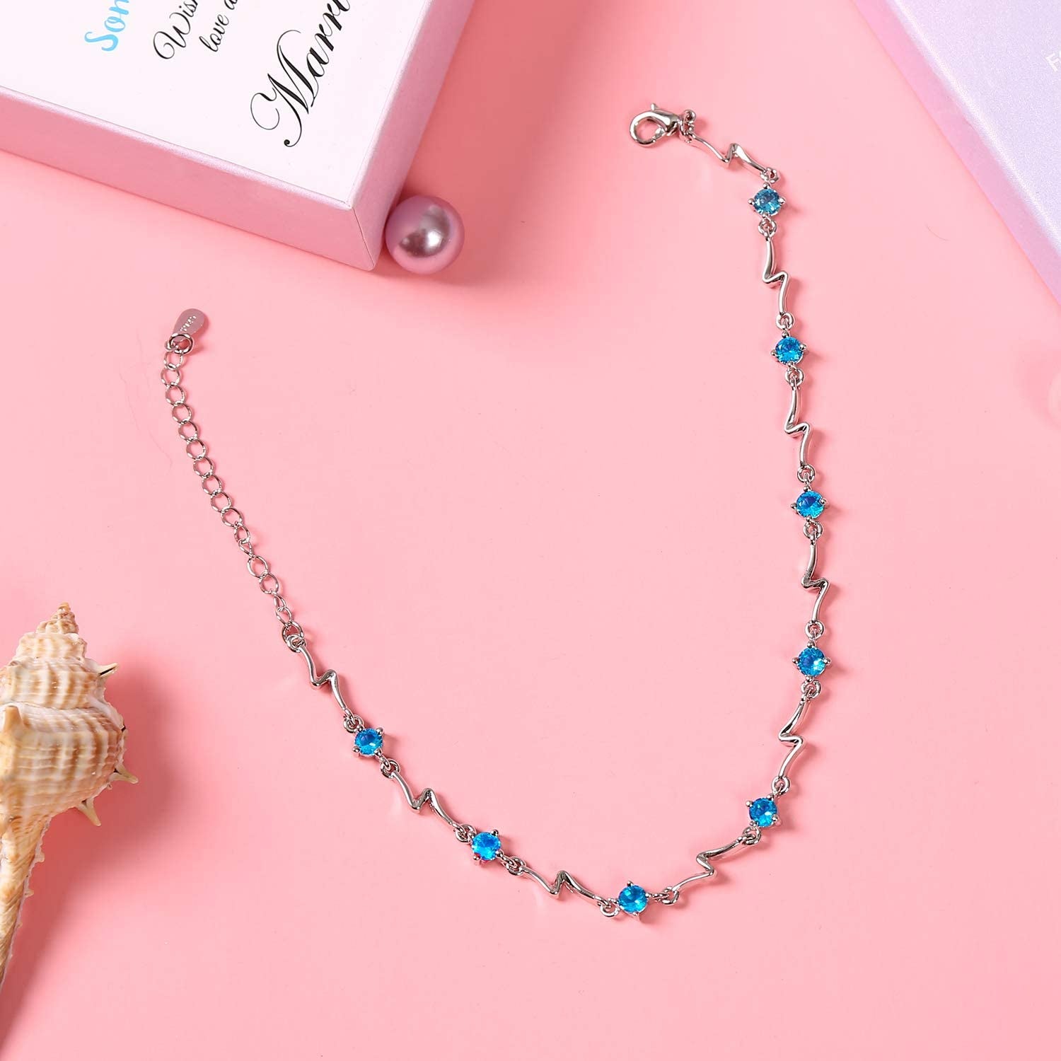 Something Blue Bride Anklet, Wedding Gift for Bride, Bridal Shower Gift, Gift Box Packaged (Blue Anklet) Apparel & Accessories > Jewelry > Anklets TRULIVA