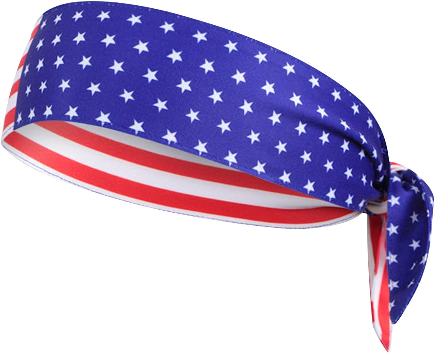 Quickly Dry Sports Headband for Women Men,Moisture Wicking Sweat Hair Band Stretch Sweatband Head Tie Scarf Wrap Bandana for Tennis Running Workout Yoga Gym Cycling Fitness under Helmet Liner Headwear Apparel & Accessories > Clothing Accessories > Bandanas & Headties Holiberty American Flag, 37.4" Length