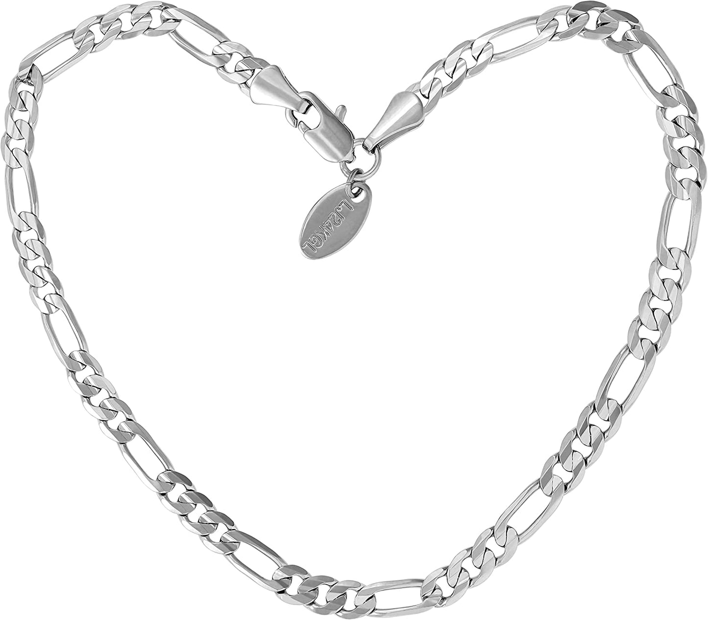 LIFETIME JEWELRY 4Mm Figaro Chain Anklet Bracelet for Women 24K Real Gold Plated Apparel & Accessories > Jewelry > Anklets Lifetime Products Group White Gold 10.0 Inches